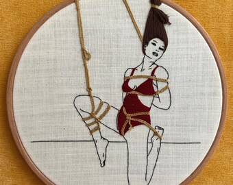 Hand embroidery, erotic art,  bondage,  shibari - kinbaku figure