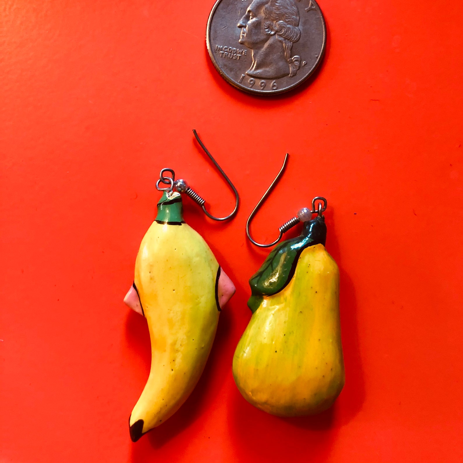 Vintage Handpainted Fruit Earrings Etsy