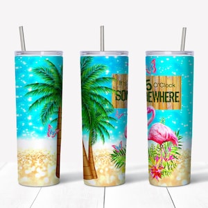 5 o’clock somewhere sublimation waterslide design 20oz tumbler full wrap Christmas gift