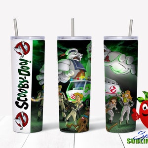 Mystery Dog Ghost hunter 1 sublimation waterslide design 20oz tumbler full wrap Halloween