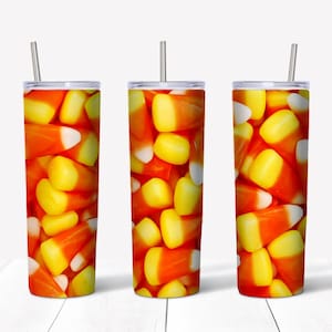 Candy Corn sublimation waterslide design 20oz tumbler full wrap Halloween gift