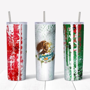 Mexican flag sublimation waterslide design 20oz tumbler full wrap
