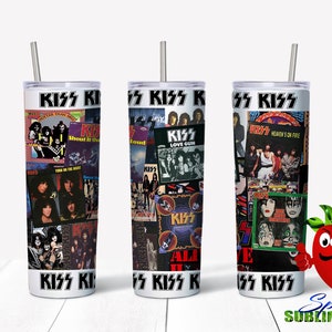 Kiss rock music sublimation waterslide design 20oz tumbler full wrap Christmas gift