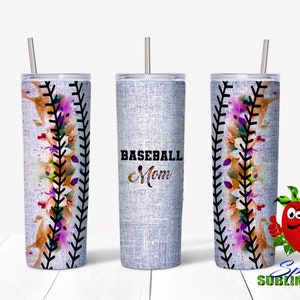 Baseball mom sublimation waterslide design 20oz tumbler full wrap Summer Christmas