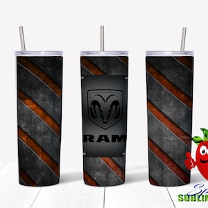 Ram Truck orange sublimation waterslide design 20oz tumbler full wrap Christmas gift