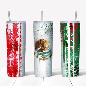 Mexican flag sublimation waterslide design 20oz tumbler full wrap Mexico Tumbler wrap