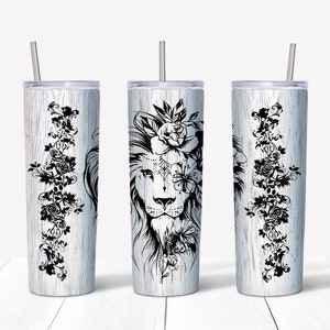 Lion sublimation waterslide design 20oz straight tumbler full wrap
