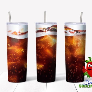 Soda pop sublimation waterslide design 20oz tumbler full wrap Christmas gift Summer