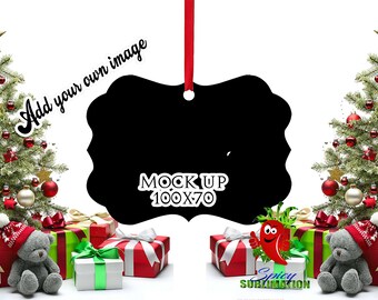 3 mock-ups. Benelux, original size, wide, and round ornament mock-up sublimation Christmas template