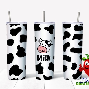 Milk cow print sublimation waterslide design 20oz tumbler full wrap Christmas summer
