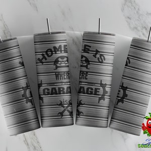 Home is where the garage is sublimation waterslide design 20oz tumbler full wrap Christmas summer