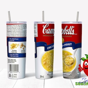 Chicken noodle soup funny sublimation waterslide design 20oz tumbler full wrap Christmas gift