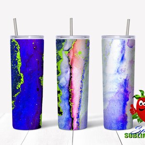 Alcohol ink sublimation waterslide design 20oz tumbler full wrap
