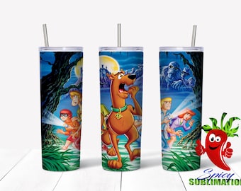 Mystery Dog 1 sublimation waterslide design 20oz tumbler full wrap Halloween