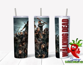 Walking dead sublimation waterslide design 20oz tumbler full wrap