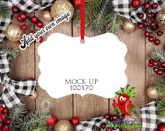 3 mock-ups. Benelux, original size, wide, and round ornament mock-up sublimation Christmas template