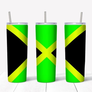 Jamaican flag sublimation waterslide design 20oz tumbler full wrap