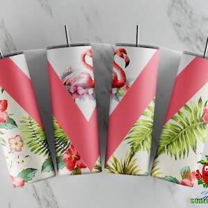 Flamingo tropischen Strand Sublimation Wasserrutsche Design 20 Unzen Becher Vollverpackung Sommer Weihnachtsgeschenk