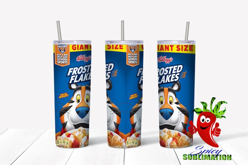 Frosted flakes funny sublimation waterslide design 20oz tumbler full wrap Christmas gift image 1