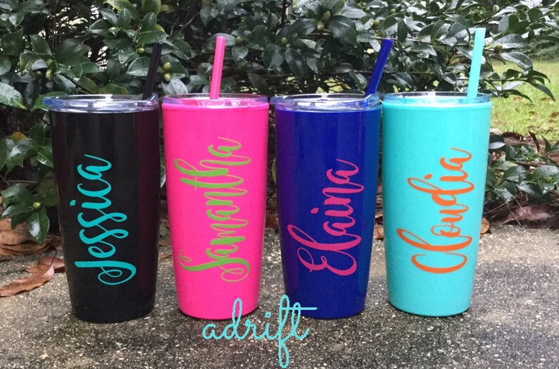 Custom tumbler with lid /& straw Personalized name coffee mug tumbler Monogram Tumbler Insulated tumbler with name Personalized gift