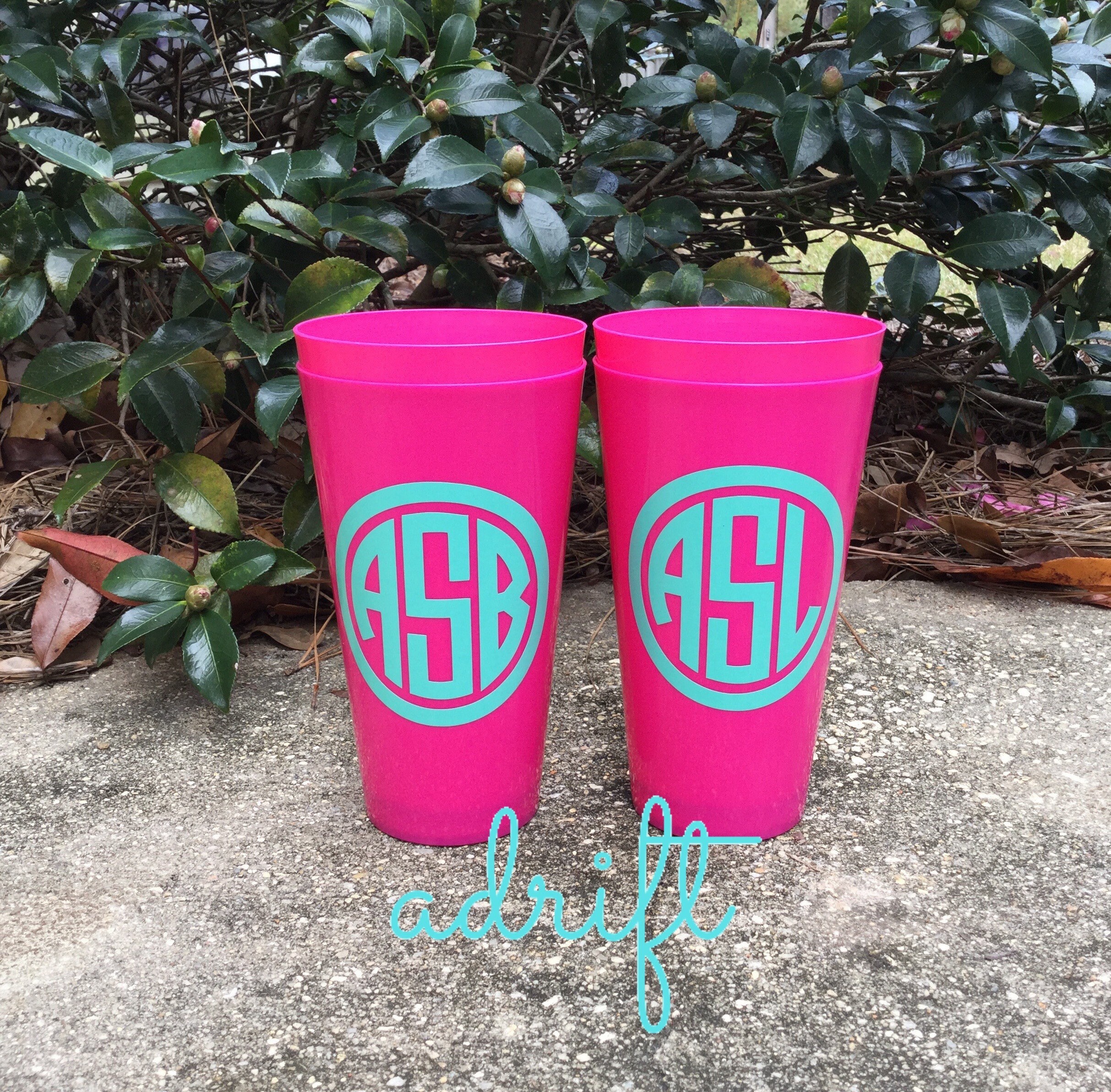 Monogrammed Cups Personalized Cups Monogram Tumbler Plastic Etsy