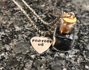 Handmade Charm Necklace/Onyx/Gemstones/Gift/Protection/Spiritual/Bottle Charm