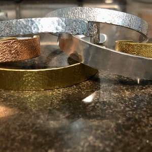 Handmade Textured Bracelets/Gifts for Her/Birthday/Stocking stuffers/Metal Stamped