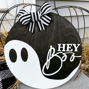 Hey Boo Ghost Sign, Halloween Decor