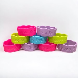 Personalized silicone bottle bands, water bottle label for kids cups
