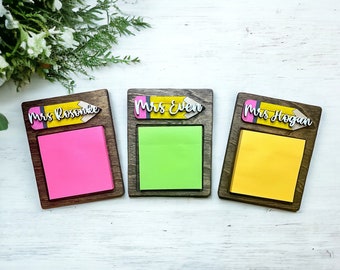 Teacher sticky note Holder, Personalized teacher gift, Teacher appreciation gift, Notepad holder + sticky notes INCLUDED