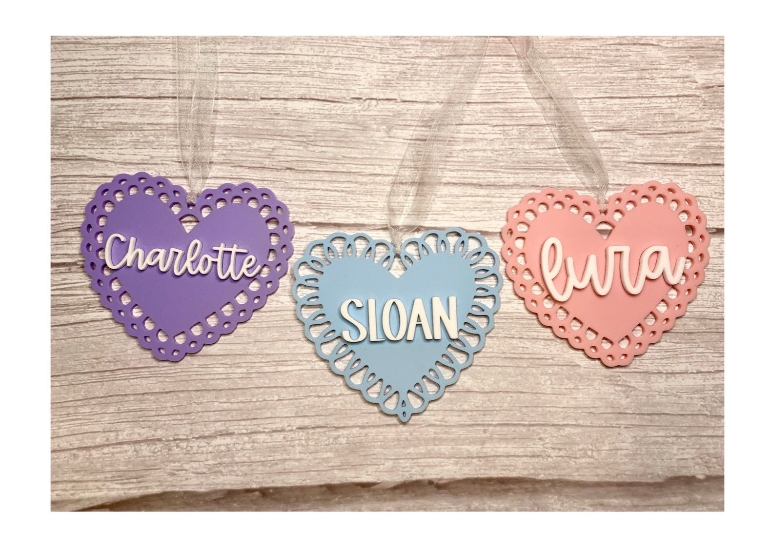 Personalized Valentine's Day Gift Basket Tag, Acrylic Heart Basket Marker, Name Tag