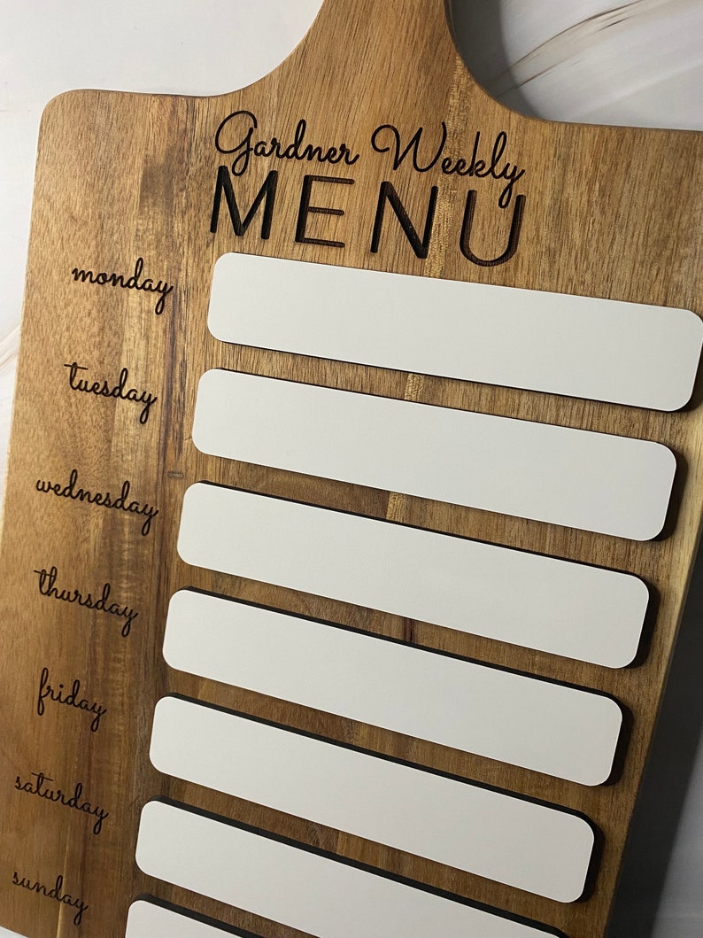 Weekly menu cutting board, dry erase menu board, meal planner, kitchen decor image 6