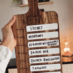 Weekly menu cutting board, dry erase menu board, meal planner, kitchen decor image 3