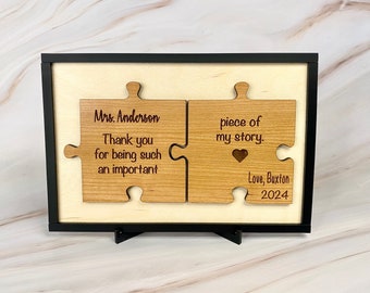 Teacher Gift, Puzzle Piece Sign, Thank You, Teacher Appreciation, End ...