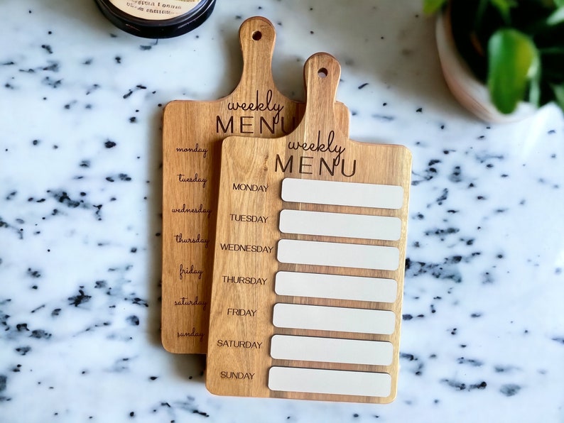 Weekly menu cutting board, dry erase menu board, meal planner, kitchen decor image 4