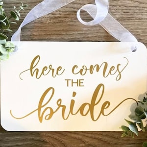 Here comes the bride sign, personalized wedding sign, ring bearer sign, flower girl sign
