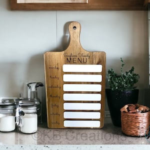 Weekly menu cutting board, dry erase menu board, meal planner, kitchen decor image 5