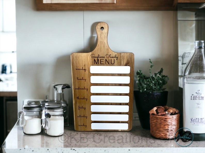 Weekly menu cutting board, dry erase menu board, meal planner, kitchen decor image 5