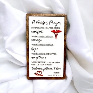 A Nurse&#39;s Prayer Sign, Nurse Gift, Nursing School Graduation