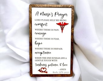 A Nurse's Prayer Sign, Nurse Gift, Nursing School Graduation