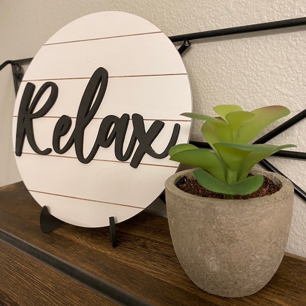 Shiplap round bathroom sign, relax sign, wash your hands