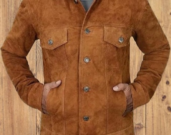 メンズ スエードレザー トラッカージャケット：ヴィンテージ