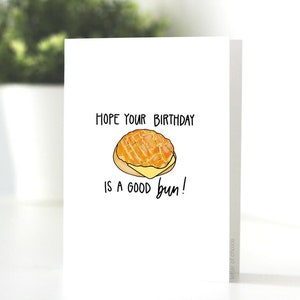 J'espère que votre anniversaire est un bon petit pain, anniversaire, carte de voeux, chiot, fait à la main, gourmand