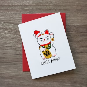 Carte Santa PAWS, Noël, Vacances, Chat Chanceux