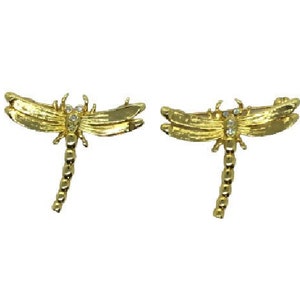 Dragonflies Brooch Gold Tone with Crystals Pin Jewelry