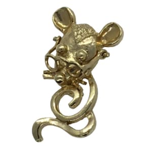MJ Mouse and Glasses Brooch Gold Tone Moveable Spectacles