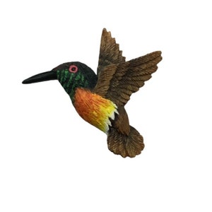 Hummingbird Brooch Pin Hand Painted Wood