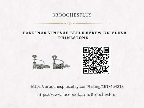 Earrings Vintage BELLE Screw On  Clear Rhinestone… - image 7