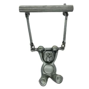 JJ Jonette Brooch Pin Swinging Bear Pewter Jewelry