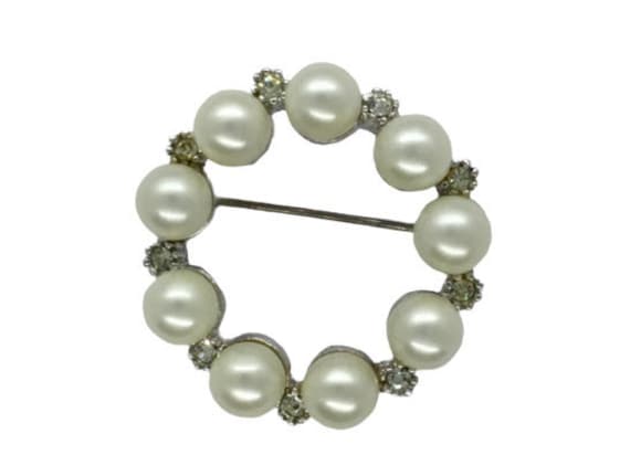 Designer Marvella Silver Tone Faux Pearl and Rhin… - image 2